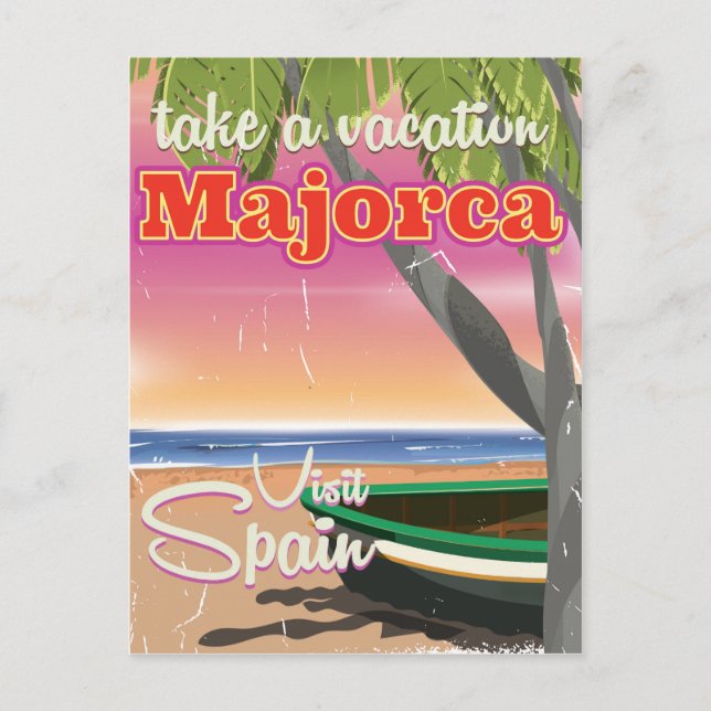 Majorca, Spain vintage beach vacation Poster Postcard (Front)
