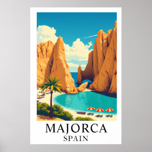 Majorca Spain Vintage Travel Mediterranean Art Poster