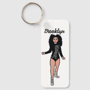 Majorette/ Dancer Keychain Black Silver Tiger B