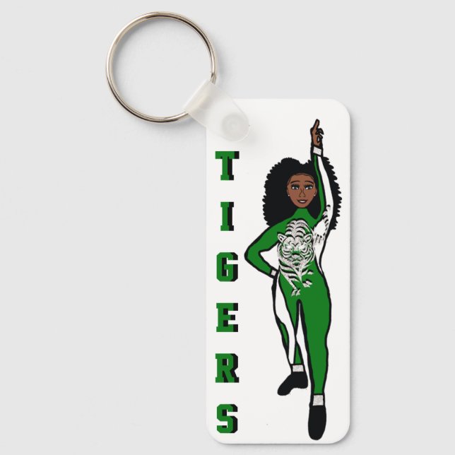 Majorette/ Dancer Keychain Green White Tiger A (Front)