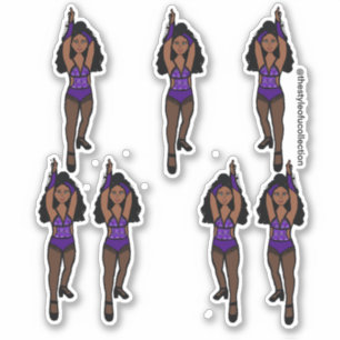 Majorette / Dancer Sticker Purple/ Black Fringe 1