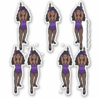 Majorette / Dancer Sticker Purple/ Black Fringe 1