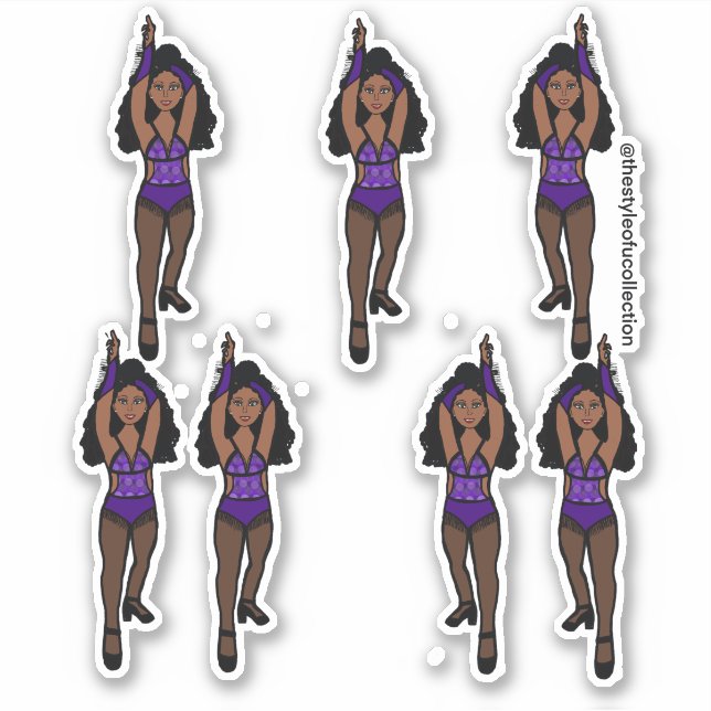 Majorette / Dancer Sticker Purple/ Black Fringe 1 (Front)