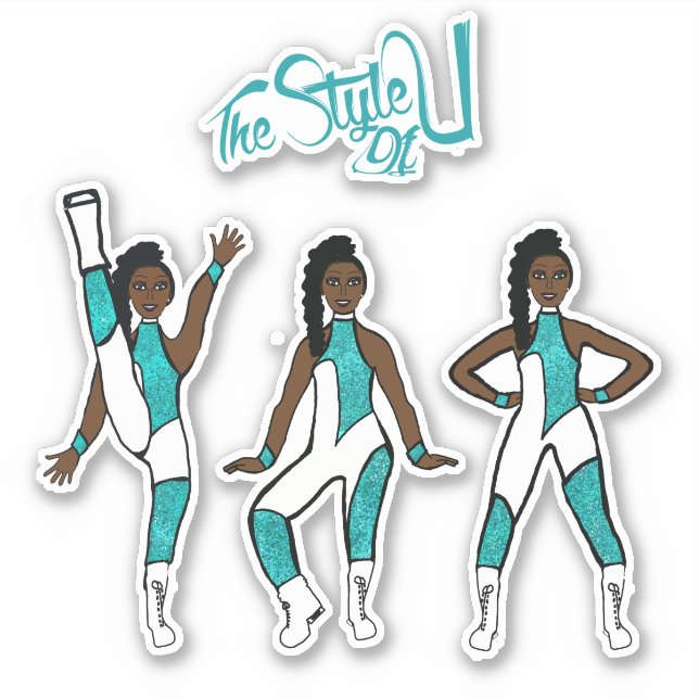 Majorette / Dancer Stickers Aqua Jumpsuit A (Front)