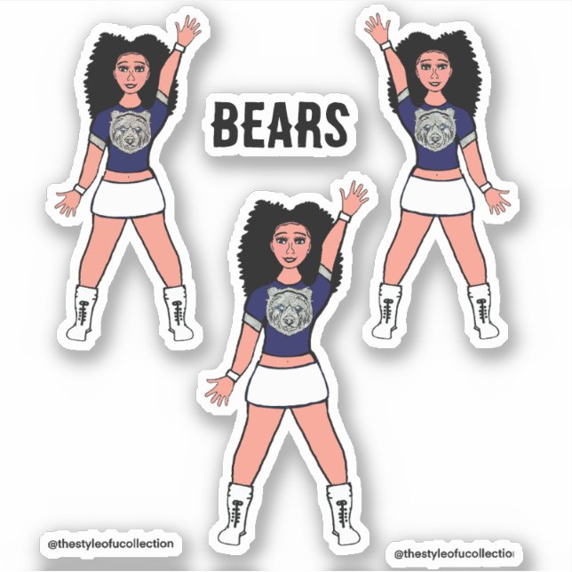 Majorette / Dancer Stickers Blue Silver Bear B (Front)