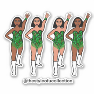 Majorette / Dancer Stickers Green Fringe 