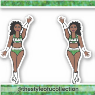 Majorette / Dancer Stickers Green Sparkle