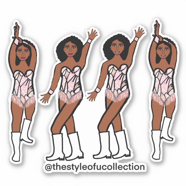 Majorette / Dancer Stickers Iridescent  Fringe #1 (Front)