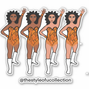 Majorette / Dancer Stickers Orange Fringe