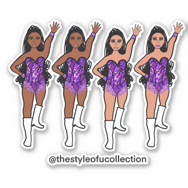Majorette / Dancer Stickers Purple Fringe (Front)