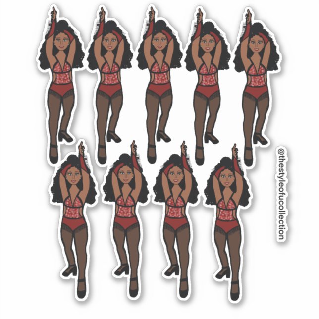 Majorette / Dancer Stickers Red/ Black Fringe 1 (Front)