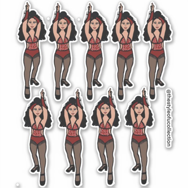Majorette / Dancer Stickers Red/ Black Fringe 2 (Front)