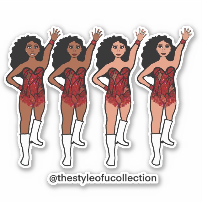 Majorette / Dancer Stickers Red  Fringe  (Front)