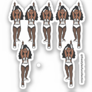 Majorette / Dancer Stickers White/ Black Fringe 1
