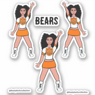 Majorette / Dancer Stickers White Orange Bear B