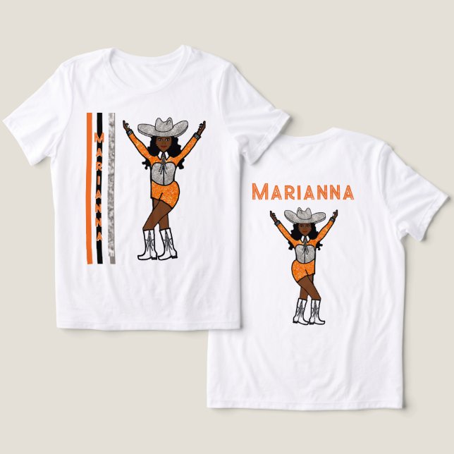 Majorette/ Dancer Western Silver Orange  Tri-Blend Shirt (Design Front & Back)