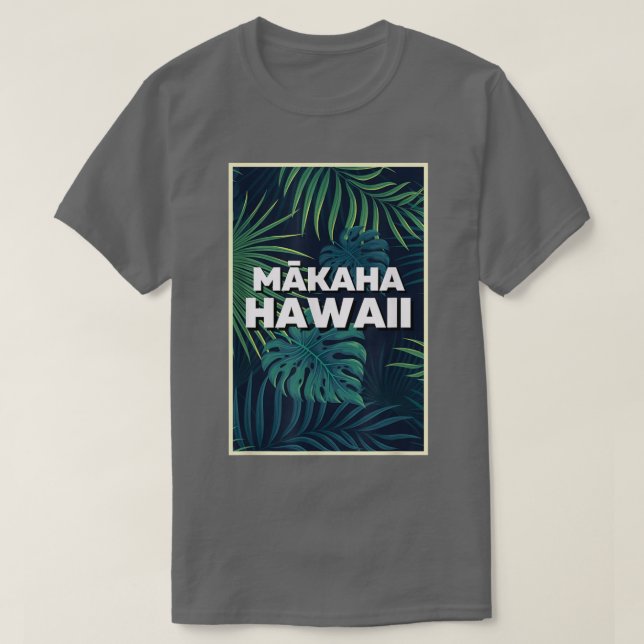 Makaha Hawaii Beaches Palm Leaves Summer Art  T-Shirt (Design Front)