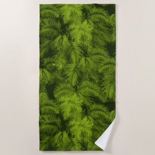 Makana Palms Hawaiian Tropical Leaves Green Beach Towel