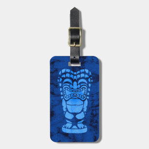 Makapuu Beach Hawaiian Laughing Tiki Batik Luggage Tag