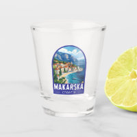 Makarska Croatia Travel Art Emblem