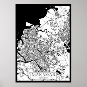 Makassar Indonesia City Map Poster