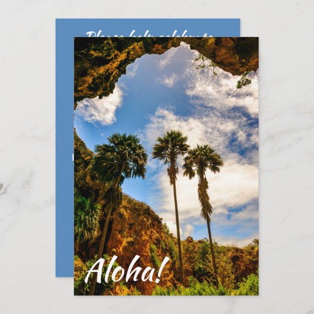 Makauwahi Cave Palm Trees, Kauai, Hawaii Invitation (Front/Back)