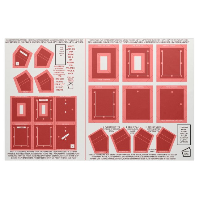make 2 washable fabric no sew red photo frames (Fat Quarter)
