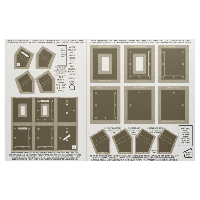 make 2 washable fabric no sew taupe photo frames (Fat Quarter)