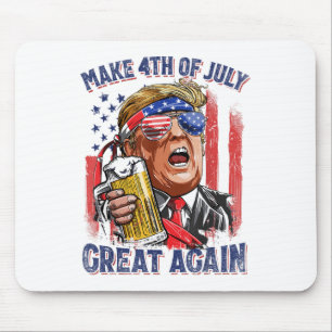 Make 4th Of July Great Again Funny Trump Men Drink Mouse Pad