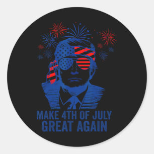 Make 4th Of July Great Again Men American Flag Fun Classic Round Sticker