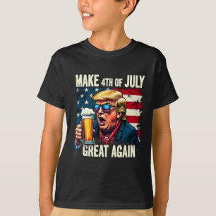 Make 4th Of July Great Again Trump Beer Drinking T-Shirt