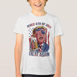 Make 4th Of July Great Again Trump Beer Patriotic Tri-Blend Shirt