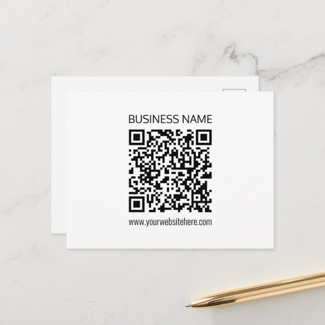 Make a Business QR Code Instantly & Editable Text Postcard (Front/Back In Situ)