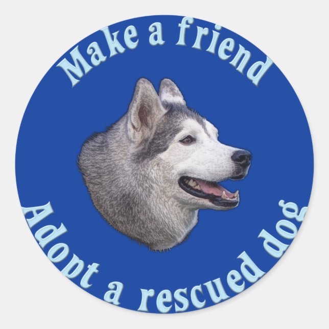 Make A Friend - Siberian Husky Classic Round Sticker (Front)