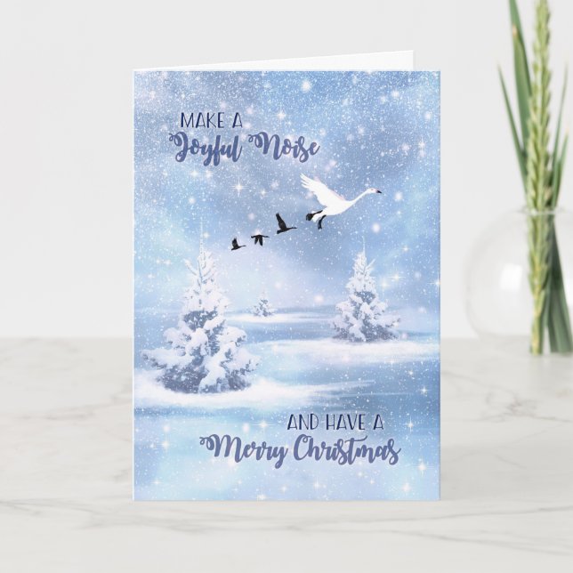 Make a Joyful Noise Snow Geese Christmas Holiday Card (Front)