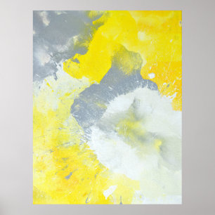 'Make A Mess' Gray and Yellow Abstract Art Poster