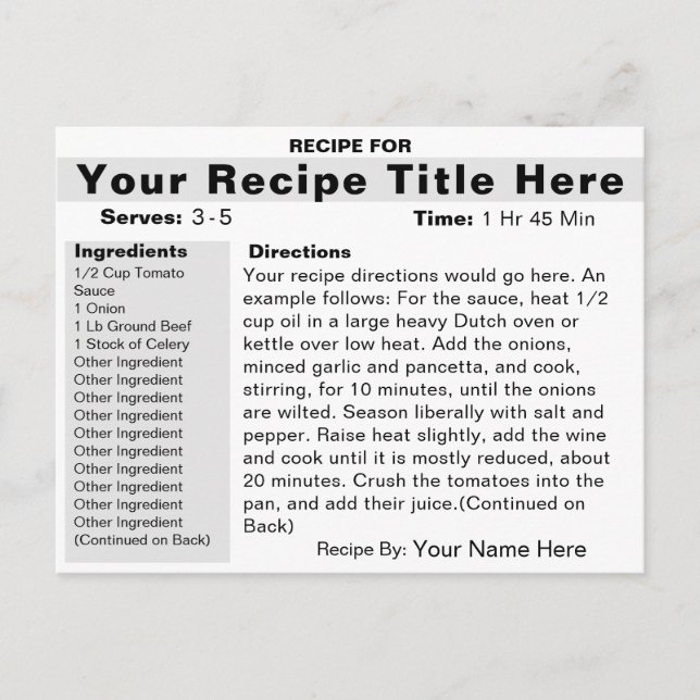 Make a Recipe Card (Front)