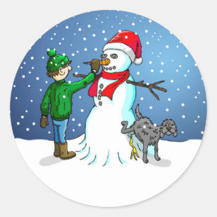 Make a Snowman for Christmas Classic Round Sticker