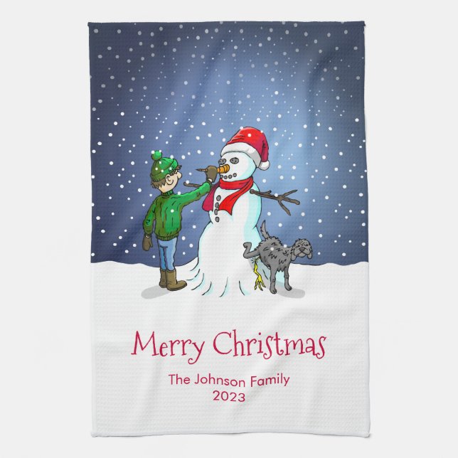 Make a Snowman Tea Towel (Vertical)