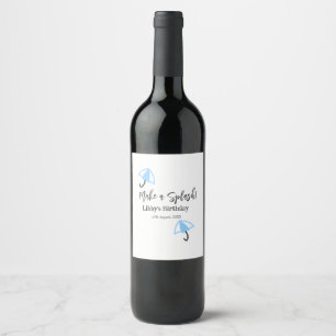 Make a splash blue umbrella summer pool birthday p wine label