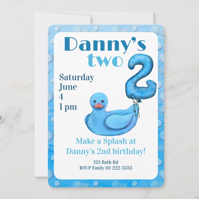 Make a Splash Rubber Duck 2nd Birthday Invitation (Front)