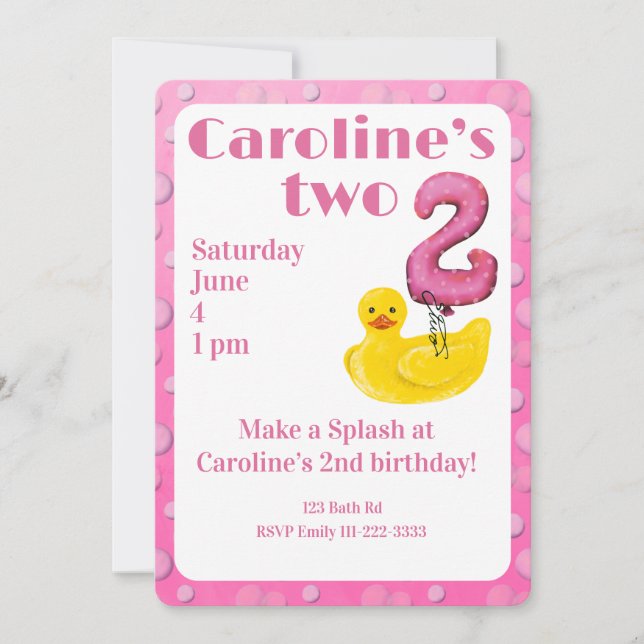 Make a Splash Rubber Duck 2nd Birthday Invitation (Front)