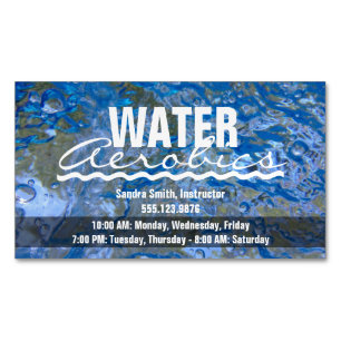 Make a Splash Sparkling Blue Water Aerobics Magnetic Business Card