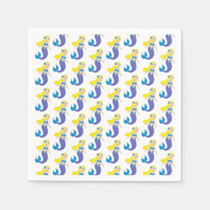 Make a Splash Swimming Mermaid Birthday Party Napkin