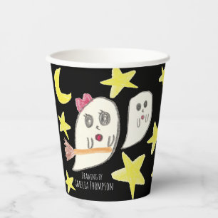Make a Treasure By Your Kid's Art Work   ghost Paper Cups