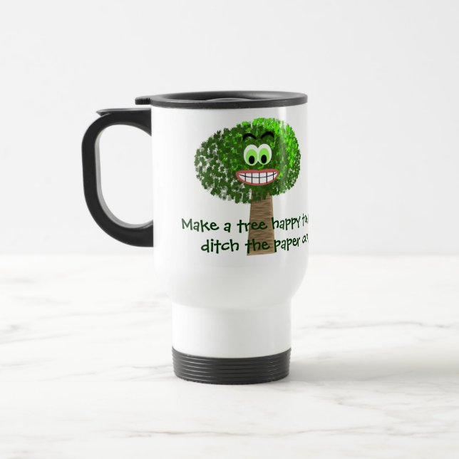 Make A Tree Happy No Paper Cup Travel Mug (Left)