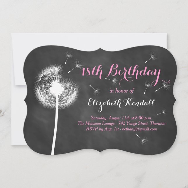 Make a Wish! 18th Birthday Invitation (pink) (Front)
