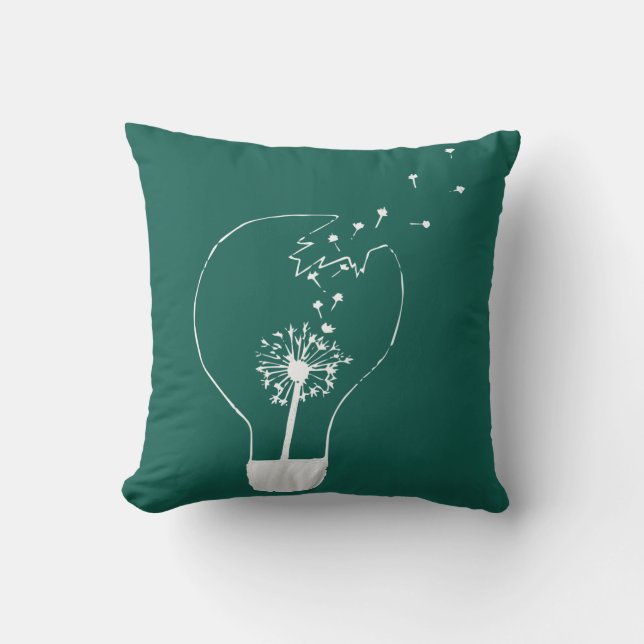 Make a Wish Abstract Dandelion Flower Throw Pillow (Front)