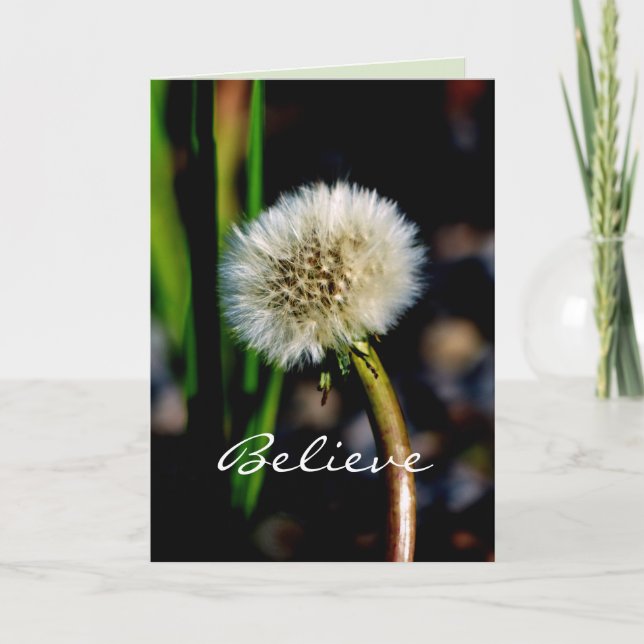 Make a Wish, Believe, Dandelion, Blank Inside Card (Front)
