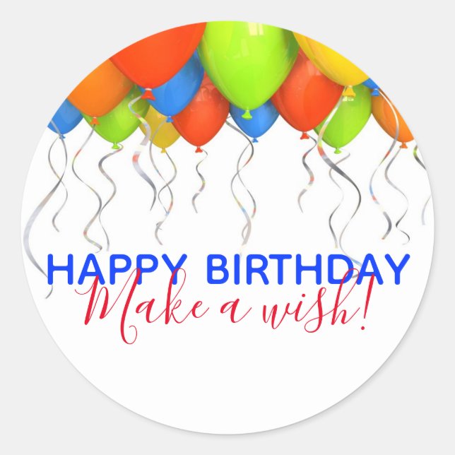 Make a Wish Big Birthday Stickers (Front)